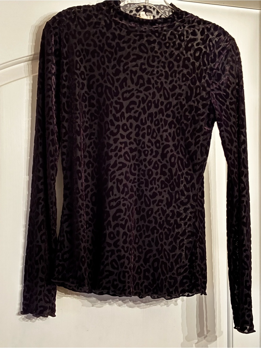 Hem & Thread Black Velvet Burnout Leopard Long Sleeve Top